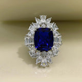 Dazzling Blue Treasure Ring, European and American niche Lab Created Gemstone, Party Engagement Fine Jewellery