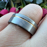 Excellent Offset Grooved Brushed 8MM Tungsten Wedding Rings for Men Women