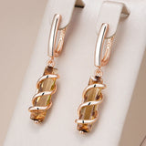 14K Gold Filled Fashion Light Brown AAA Zircon Crystals Unique Square Drop Earrings