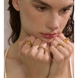 18K Smooth Stainless Steel AAA Zirconia Diamonds Round Square Delicate Trendy Ring