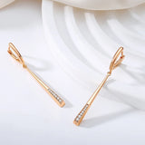 14 Karat Gold Filled AAA Zircon Diamonds Long Dangle Trendy Earrings For Women