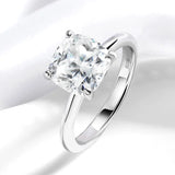 Amazing 1CT 2CT 3CT 3.5CT 5CT Cushion Cut VVS1 D Colour Moissanite Diamond Silver Ring