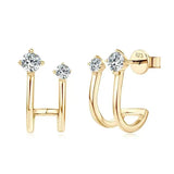 C-shaped 4mm*3mm D colour VVS1 Moissanite Diamonds Stud Earrings For Women - Silver Wedding Jewellery Gift
