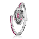 Fashion Snake Bling Watch Bracelet Copper Inlaid Rhinestones Cuff Bangle For Women