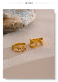 18K Gold Plated Delicate Stainless Steel AAA Zirconia Diamonds Layered Hollow Geometric Ring
