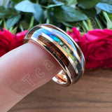 New Abalone Shell and Wood Inlay 8MM Gold Tungsten Wedding Ring for Men Women