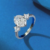 Exquisite GRA Certified 2CT Oval Cut Moissanite Diamonds Engagement Wedding Ladies Rings 925 Silver Fine Jewellery