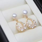 Multicolour Lovely Cultured Pearls AAA Zircon Diamonds Silver Drop Earrings