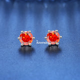 VVS1 Sterling Silver White Pink Yellow Red Orange Moissanite Diamonds Stud Earrings