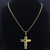 New Jesus Cross Christian Pendant Necklace - Stainless Steel Gold Colour Holy Lord Amulet Chain Jewellery - The Jewellery Supermarket