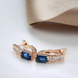 14K Gold Filled Vintage Geometric AAA Blue Zircon Crystals Elegant Drop Fashion Earrings
