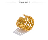 18K Gold Plated Personalized Stainless Steel Layered Wide Golden Ring