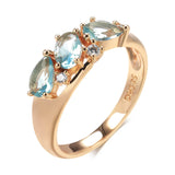 14 Karat Gold Filled New Blue AAA Zircon Crystal Vintage Ethnic Geometry Ring for Women