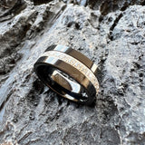 Pipe Cut Cubic Zirconia Stone Inlay 8mm Tungsten Carbide Ring for Men Women