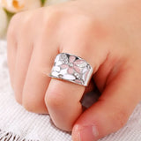 New Aesthetic Luxury Cubic Zirconia Enamel Flower Ring for Women