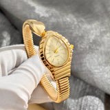 Waterdrop Case Single-Coil Snake Bangle Luxury Art Deco Inspired Ladies Watch