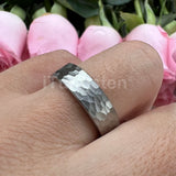 I Love You Stamped 6mm 8mm Tungsten Hammer Ring for Men Women  Comfort Fit