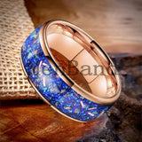 True Blue Galaxy Opal Inlaid Dome Polished 4MM 6MM 8MM Tungsten Men Women Rings