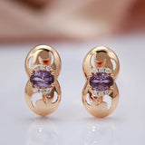 Fashion Shiny 14K Filled Rose Gold Purple AAA Zircon Crystals Earrings, Glossy High Quality Daily Fine Jewellery