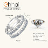 Half Eternity Certified Round Moissanite Diamonds Double-Row Wedding Engagement Rings for Women Silver Jewellery