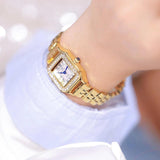 New Arrival Stainless Steel Square Luxury High Quality Fashion Rhinestone Crystals Ladies Watches