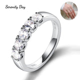 Stunning 5 Stones D Color 1 Carat Moissanite Diamonds Eternity Rings - Silver Pt950 Wedding Engagement Fine Rings  - The Jewellery Supermarket