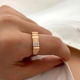 Unique Luxury Shiny 14K Rolled Rose Gold AAA Zircon Diamonds Rings For Women - Party Daily Fine Jewellery