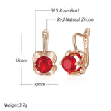 14 Karat Rolled Gold Shiny Red AAA Zircon Crsytals Daily Fine Vintage Earrings for Women
