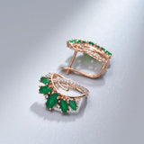 Terrific Green Rolled 14K Rose Gold AAA Zircon Crystals Earrings For Women Party Jewellery