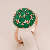 Unusual 14K Rolled Gold Full Sparkling Green AAA Zircon Crystals Luxury Ring