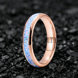 Rainbow Fire Opal Inlay 4/6/8mm Tungsten Carbide  Men Women Comfort Fit Rings