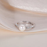 Elegant Sterling Silver Natural Freshwater Pearl AAA Zircon Diamonds Ring