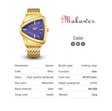 New Men's Watches Triangle Design Personality Top Brand Luxury Fashion Stainless Steel Golden Quartz Wristwatch