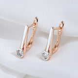 Luxury Slim Design 14 Karat Rolled Gold Mix AAA Zircon Diamonds Earrings