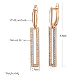 14K Filled Gold Long AAA Zircon Diamonds Glossy Hollow Vintage Drop Earrings Jewellery