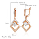 14K Rolled Gold New Fashion Shiny AAA Zircon Diamonds two tone Drop Earrings for Women