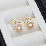 Vintage Multicolour Real Pearl AAA Zircon Diamonds Gold Colour Stud Earrings