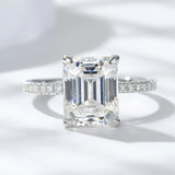 Emerald/Radiant Cut Real Full Moissanite 8*10mm D Color Diamond 925 Sterling Silver Ring for Women Wedding Band
