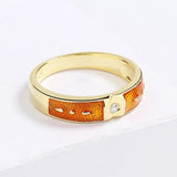High-quality Handmade Enamel 18KGP AAA Zircon Diamonds Orange Ring