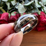 Bright Meteorite Gold Foil Inlay 8MM 18k Gold Colour Tungsten Carbide Wedding Rings