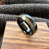 Koa Zebra Wood Antler Steel Arrows Inlay 6/8MM Tungsten Band Rings for Men Women