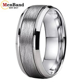 Bevel Edges Satin Finish 8mm Black Tungsten Wedding Rings For Men Women