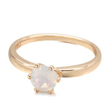 14K Gold Filled New Minimalist Matte White 6 Prongs AAA Zircon Crystal Glossy Ring