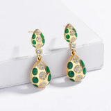 Classic 925 Silver Plated Drop Shaped Fashion Hand-crafted Enamel Earrings
