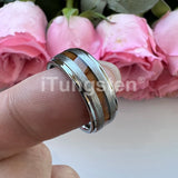 Different Wods Inlay Stepped Unique Brushed Finish Tungsten Wedding Rings