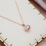 Sparkling Rolled 14K Rose Gold AAA Zircon Damond Round Pendant Necklace For Women - Trendy New Jewellery