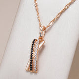 Splendid 14K Filled Rose Gold Black With White AAA Zircon Diamonds Necklace - Luxury Vintage Style Jewellery