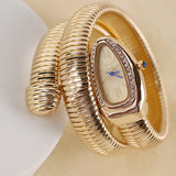 Awesome High-quality Luxury Snake Watch with Stainless Steel Bracelet Fashion Gold Ladies Waterproof Watches