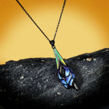 Elegant Dream AAA Zircon Diamonds Handmade Enamel Blue Lotus Ethnic Necklace
