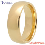 Gold-Color Domed High Polished Finish Tungsten Carbide Men Women Wedding Rings